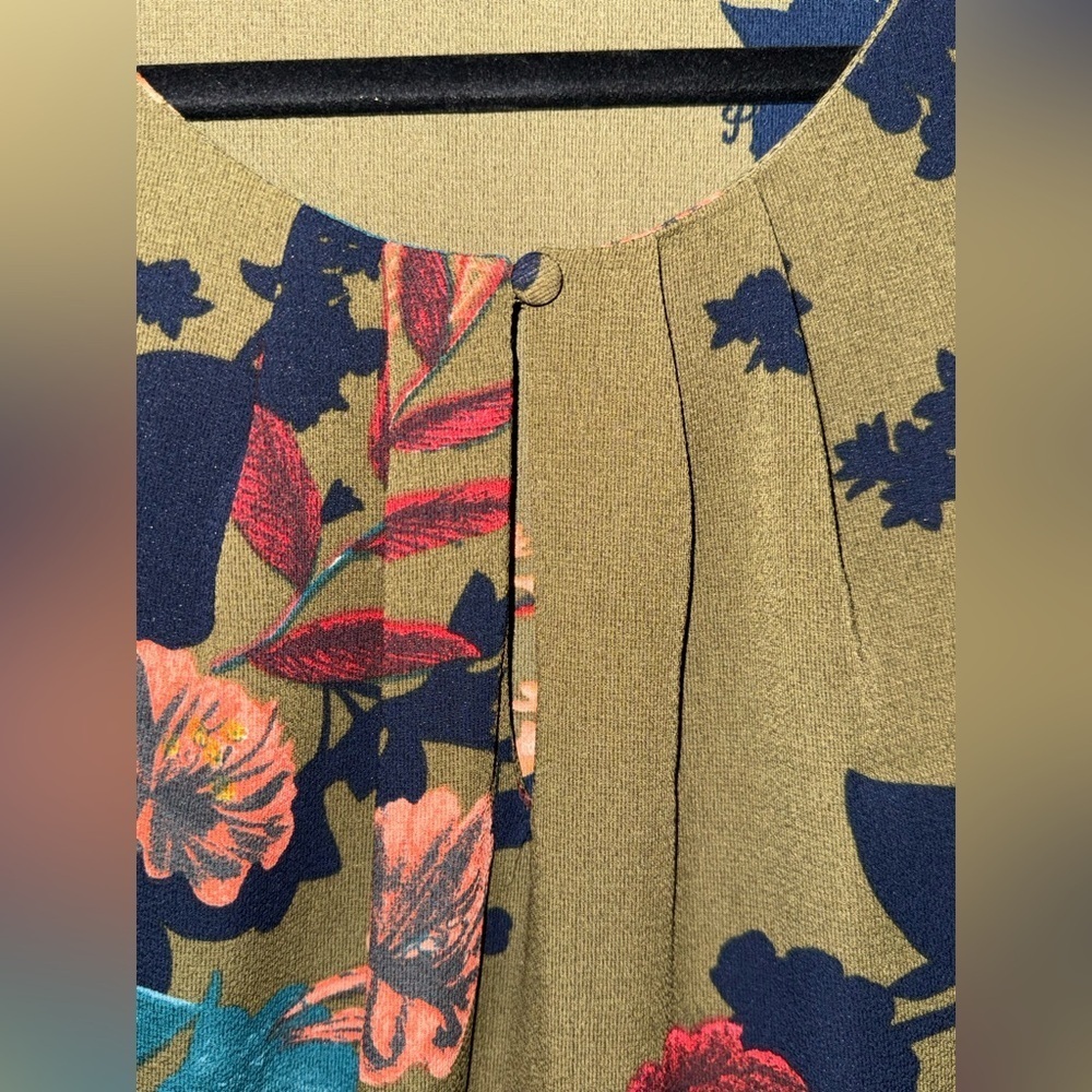 Umgee Olive Floral Long Sleeve Dress - Picture 7 of 11